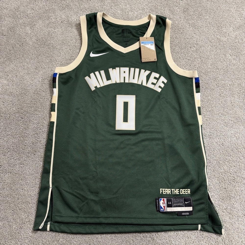 Nike Damian Lilliard Milwaukee Bucks Jersey Mens Sz M 44 Green Swingman Icon NBA